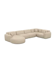 6-Sitzer Design Echtleder Panorama-Sofa „Aras XL“ Echtleder Beige BLOOMINGLOFT Collection