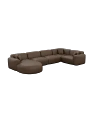 6-Sitzer Design Echtleder Panorama-Sofa „Aras XL“ Echtleder Dark Brown BLOOMINGLOFT Collection