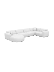 6-Sitzer Design Echtleder Panorama-Sofa „Aras XL“ Echtleder Weiss BLOOMINGLOFT Collection