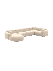 6-Sitzer Design Panorama-Sofa „Aras XL“ mit Samtbezug Samtbezug Cream BLOOMINGLOFT Collection