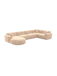 6-Sitzer Design Panorama-Sofa „Aras XL“ mit Samtbezug Samtbezug Beige BLOOMINGLOFT Collection