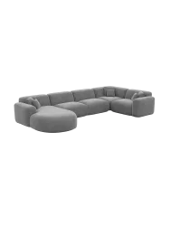6-Sitzer Design Panorama-Sofa „Aras XL“ mit Samtbezug Samtbezug Dunkelgrau BLOOMINGLOFT Collection