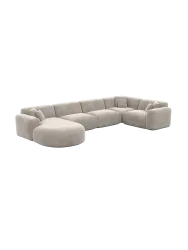 6-Sitzer Design Panorama-Sofa „Aras XL“ mit Samtbezug Samtbezug Sand BLOOMINGLOFT Collection