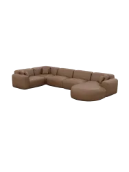 6-Sitzer Design Echtleder Panorama-Sofa „Aras XL“ Echtleder Choco Brown BLOOMINGLOFT Collection
