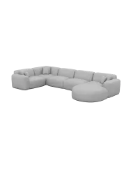 6-Sitzer Design Echtleder Panorama-Sofa „Aras XL“ Echtleder Light Grey BLOOMINGLOFT Collection