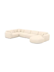 6-Sitzer Design Panorama-Sofa „Aras XL“ mit Strukturstoff-Bezug Strukturstoff Cream BLOOMINGLOFT Collection