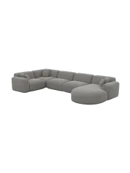 6-Sitzer Design Panorama-Sofa „Aras XL“ mit Strukturstoff-Bezug Strukturstoff Grau BLOOMINGLOFT Collection