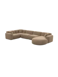 6-Sitzer Design Panorama-Sofa „Aras XL“ mit Samtbezug Samtbezug Braun BLOOMINGLOFT Collection