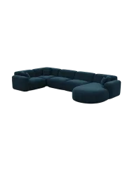 6-Sitzer Design Panorama-Sofa „Aras XL“ mit Samtbezug Samtbezug Königsblau BLOOMINGLOFT Collection