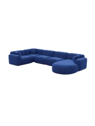 6-Sitzer Design Panorama-Sofa „Aras XL“ mit Samtbezug Samtbezug Petrol dunkel BLOOMINGLOFT Collection
