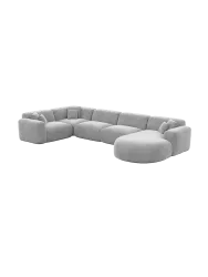 6-Sitzer Design Panorama-Sofa „Aras XL“ mit Samtbezug Samtbezug Hellgrau BLOOMINGLOFT Collection