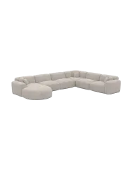 7-Sitzer Design Panorama-Sofa „Aras XXL“ mit Bouclé-Bezug Bouclé Toffee BLOOMINGLOFT Collection