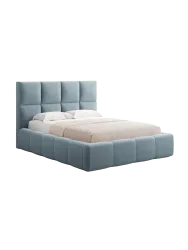 Design Polsterbett „Isa“ mit Ablagefach, Samt Hellblau chosen by Bloomingloft