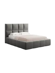 Design Polsterbett „Isa“ mit Ablagefach, Samt Hellgrau chosen by Bloomingloft