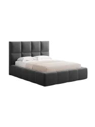 Design Polsterbett „Isa“ mit Ablagefach, Samt Grau chosen by Bloomingloft