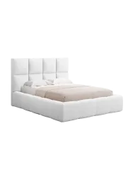 Design Polsterbett „Isa“ mit Ablagefach, Strukturstoff Hellgrau chosen by Bloomingloft