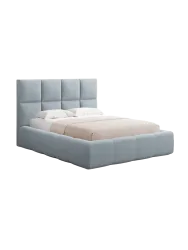 Design Polsterbett „Isa“ mit Ablagefach, Strukturstoff Hellblau chosen by Bloomingloft