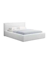 Design Polsterbett „Tena“ mit Ablagefach, Strukturstoff Hellgrau chosen by Bloomingloft