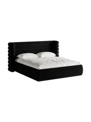 Design Polsterbett „Mount“ mit Ablagefach - Samt Schwarz Chosen by Bloomingloft
