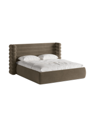 Design Polsterbett „Mount“ mit Ablagefach - Samt Greige Chosen by Bloomingloft