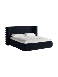 Design Polsterbett „Mount“ mit Ablagefach - Samt Dunkelgrau Chosen by Bloomingloft