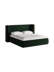 Design Polsterbett „Mount“ mit Ablagefach - Samt Flaschengrün Chosen by Bloomingloft