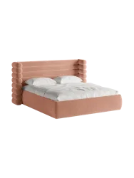 Design Polsterbett „Mount“ mit Ablagefach - Samt Rosa Chosen by Bloomingloft