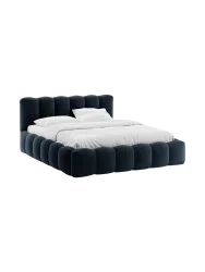 Design Polsterbett „Lupine“ mit Ablagefach - Samt Dunkelblau Chosen by Bloomingloft