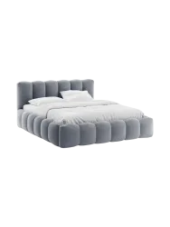 Design Polsterbett „Lupine“ mit Ablagefach - Samt Grau Chosen by Bloomingloft