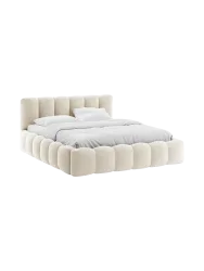 Design Polsterbett „Lupine“ mit Ablagefach - Samt Light Beige Chosen by Bloomingloft