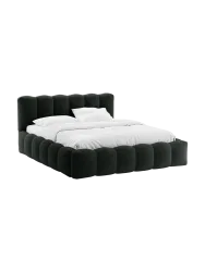 Design Polsterbett „Lupine“ mit Ablagefach - Bouclé Schwarz Chosen by Bloomingloft