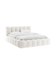 Design Polsterbett „Lupine“ mit Ablagefach - Bouclé Weiss Chosen by Bloomingloft