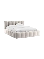 Design Polsterbett „Lupine“ mit Ablagefach - Bouclé Hellgrau Chosen by Bloomingloft