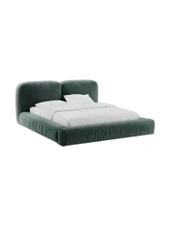 Design Polsterbett „Martina“ mit Ablagefach, Samt Petrol Micadoni