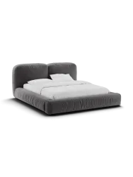 Design Polsterbett „Martina“ mit Ablagefach, Samt Grau Micadoni