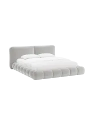 Design Polsterbett „Solange“ mit Ablagefach - Samt Hellgrau Chosen by Bloomingloft