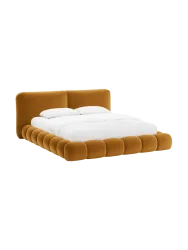 Design Polsterbett „Solange“ mit Ablagefach - Samt Mustard Chosen by Bloomingloft