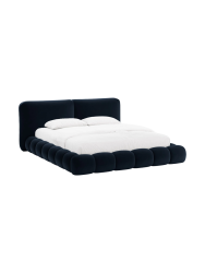 Design Polsterbett „Solange“ mit Ablagefach - Samt Dunkelblau Chosen by Bloomingloft