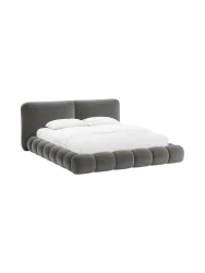 Design Polsterbett „Solange“ mit Ablagefach - Samt Grau Chosen by Bloomingloft