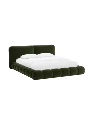 Design Polsterbett „Solange“ mit Ablagefach - Samt Armeegrün Chosen by Bloomingloft