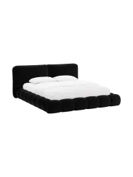 Design Polsterbett „Solange“ mit Ablagefach - Samt Schwarz Chosen by Bloomingloft