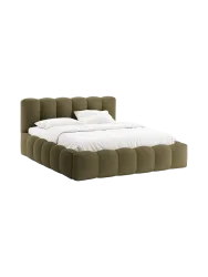 Design Polsterbett „Lupine“ mit Ablagefach - Strukturstoff Grün Chosen by Bloomingloft