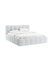 Design Polsterbett „Lupine“ mit Ablagefach - Strukturstoff Hellgrau Chosen by Bloomingloft