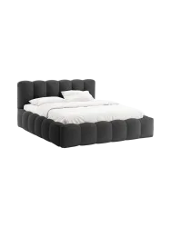 Design Polsterbett „Lupine“ mit Ablagefach - Strukturstoff Anthrazit Chosen by Bloomingloft