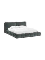 Design Polsterbett „Solange“ mit Ablagefach - Teddy Chenille Dunkelgrau Chosen by Bloomingloft