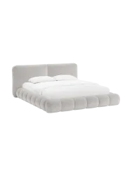 Design Polsterbett „Solange“ mit Ablagefach - Teddy Chenille Beige Chosen by Bloomingloft