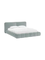 Design Polsterbett „Solange“ mit Ablagefach - Teddy Chenille Hellblau Chosen by Bloomingloft