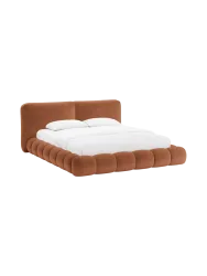 Design Polsterbett „Solange“ mit Ablagefach - Teddy Chenille Terracotta Chosen by Bloomingloft