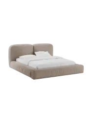 Design Polsterbett „Martina“ mit Ablagefach, Strukturstoff Moosgrün Micadoni