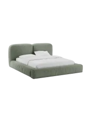 Design Polsterbett „Martina“ mit Ablagefach, Strukturstoff Grün Micadoni